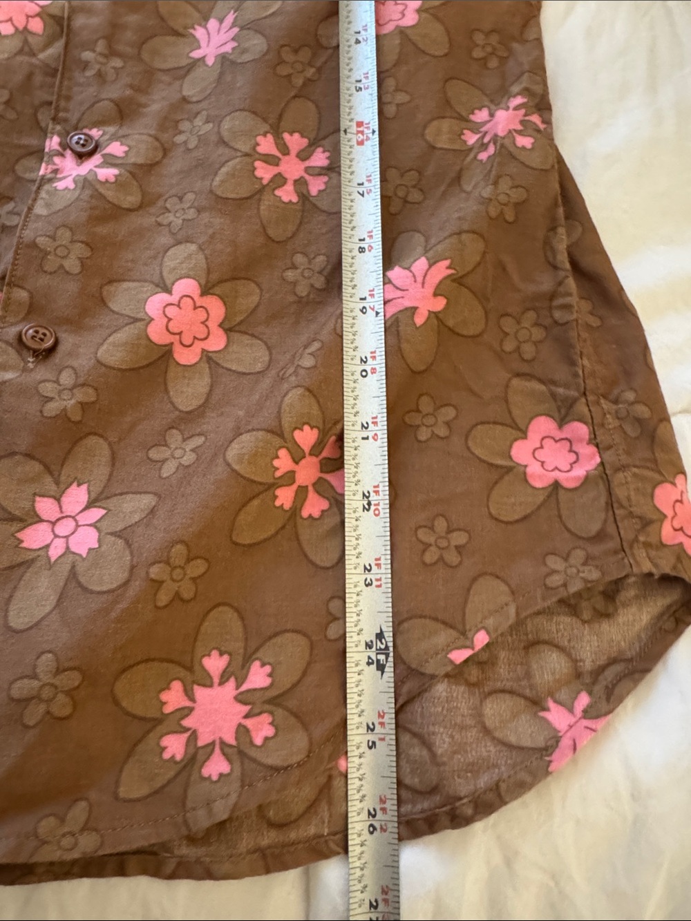 Eckhaus Latta Cotton Floral Button-Down Shirt – Brown Floral Size S Discontinued - Picture 7 of 8